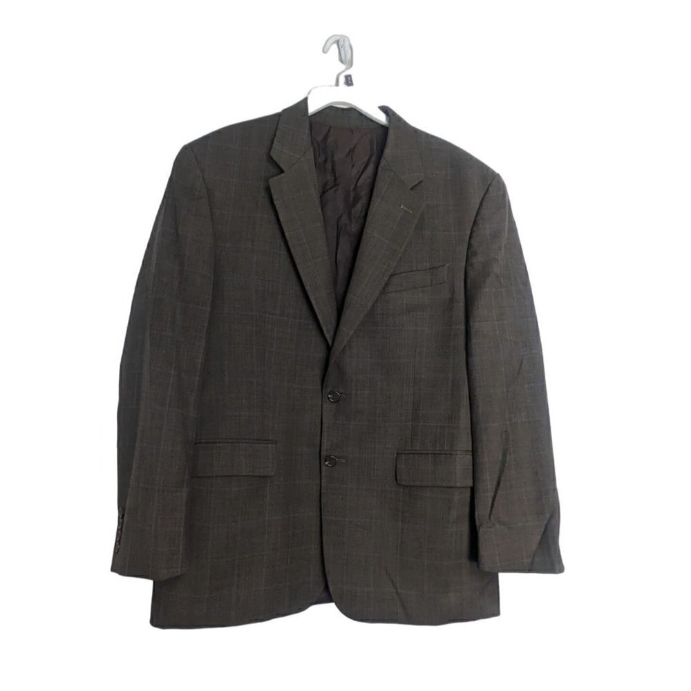 Lauren Ralph Lauren 100% Wool Men's Brown Blue Plaid Sport Jacket Blazer 42R